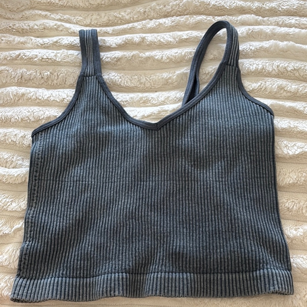 Gray Ribbed Women's Tank Top